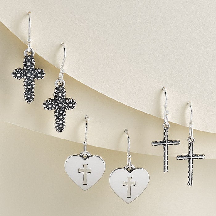 Hook-on Dangle Silver Earrings