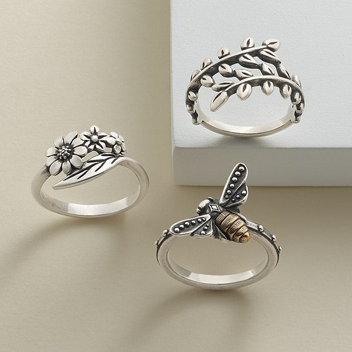 Rings in silver and mixed metals